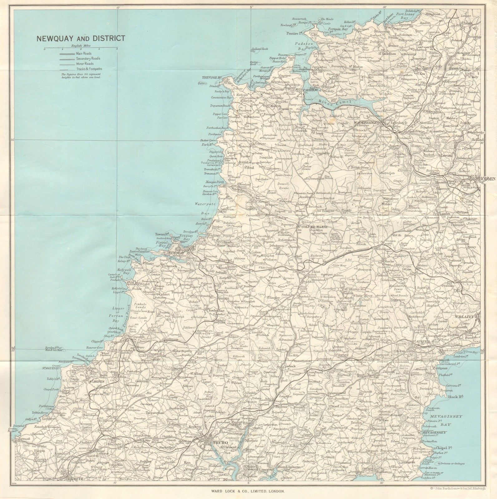 NORTH CORNWALL Newquay Padstow Truro Redruth St Agnes Mevagissey 1964 old map